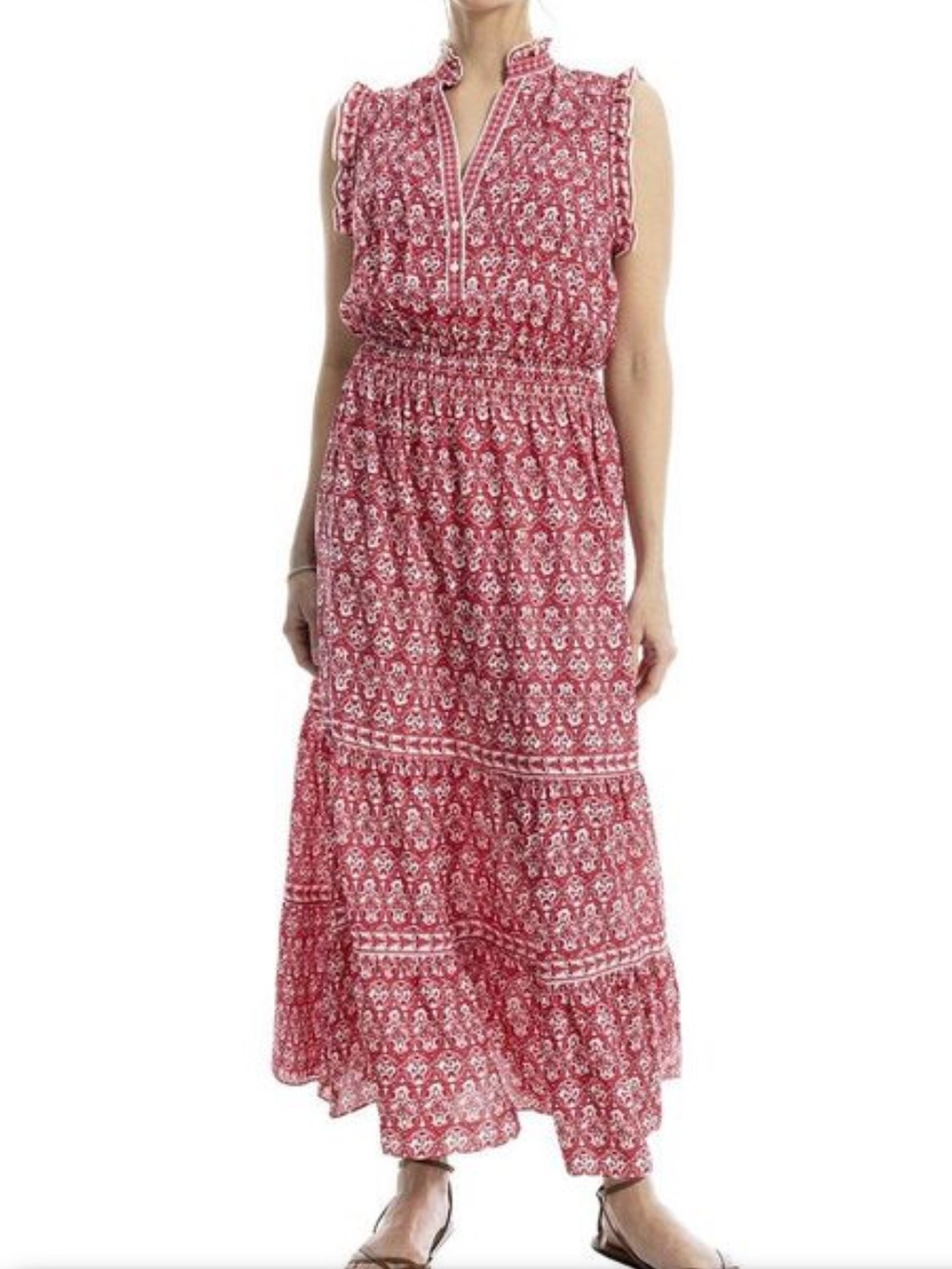 Max Studio Red Floral Sleeveless Maxi Dress